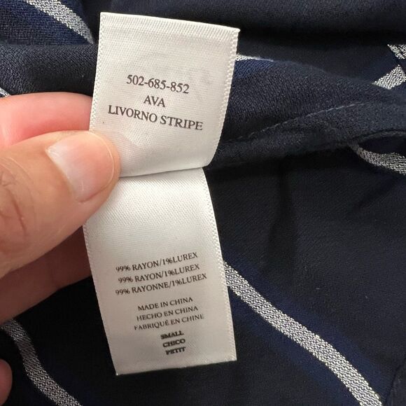 Rails Small Stripe Navy Blue & White Long Sleeve Blouse Ava style tie front deta - Picture 4 of 13